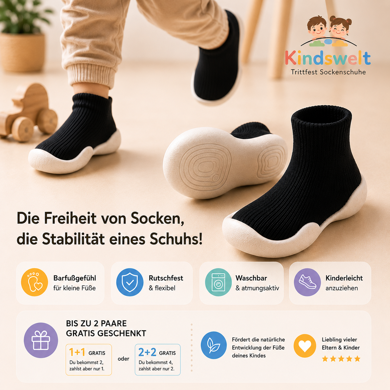 Trittfest Sockenschuhe